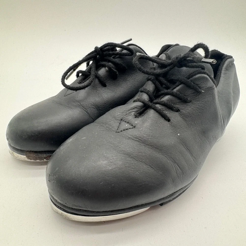 Bloch Shockwave Black Leather Lace Up Tap Shoes Kids Size 1.5 Dance Performance